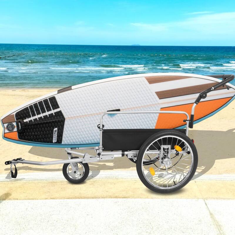 3-in-1 Heavy-Duty Bike Cargo Trailer E-Bike Compatible Steel Frame, 110lb Capacity, Convertible Stroller & Pull Cart Suspension
