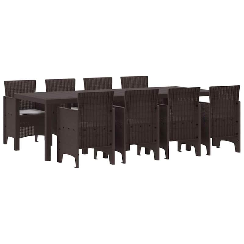 vidaXL Garden Dining Set 9/11 pcs Anthracite/Brown Polt rattan - 250 x 100 x 73 cm
