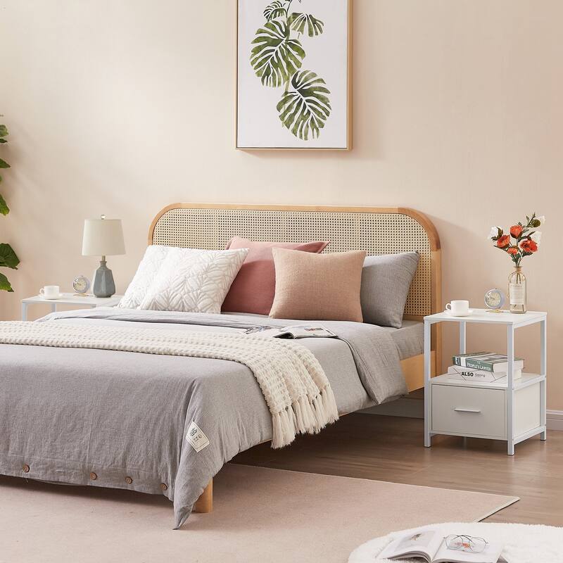VECELO Nightstand Set of 1/2, Modern Square Side End Table, Living Room, Study Metal Frame