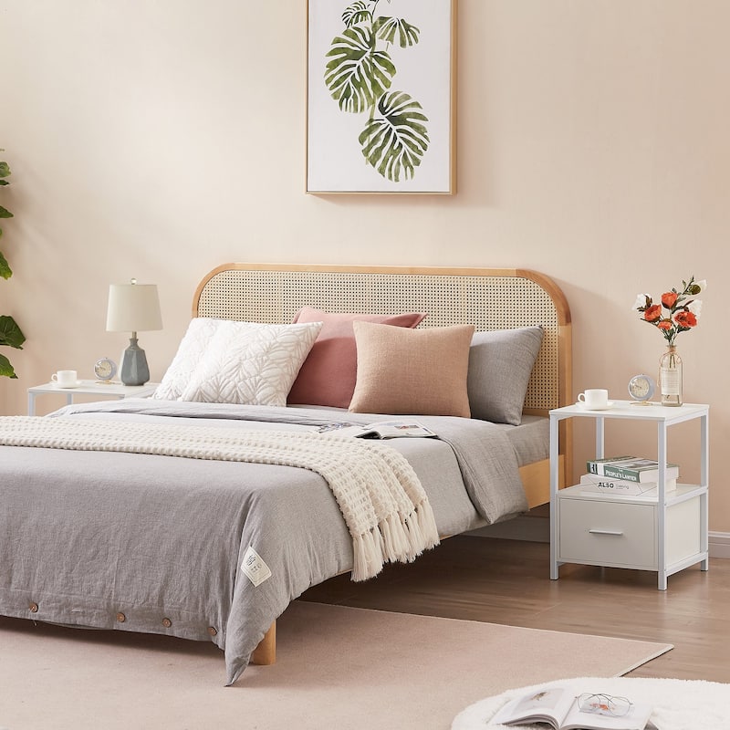 VECELO White Nightstands Square Side Table/Sofa Table/End Table with Drawers