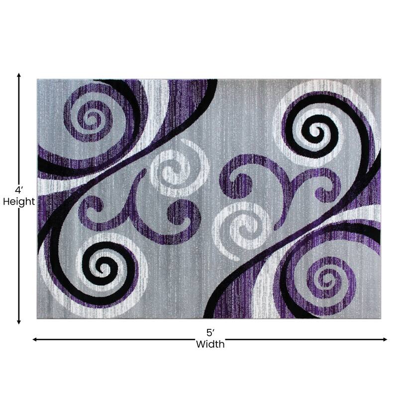 Modern Distressed Swirl Abstract Style Indoor Area Rug