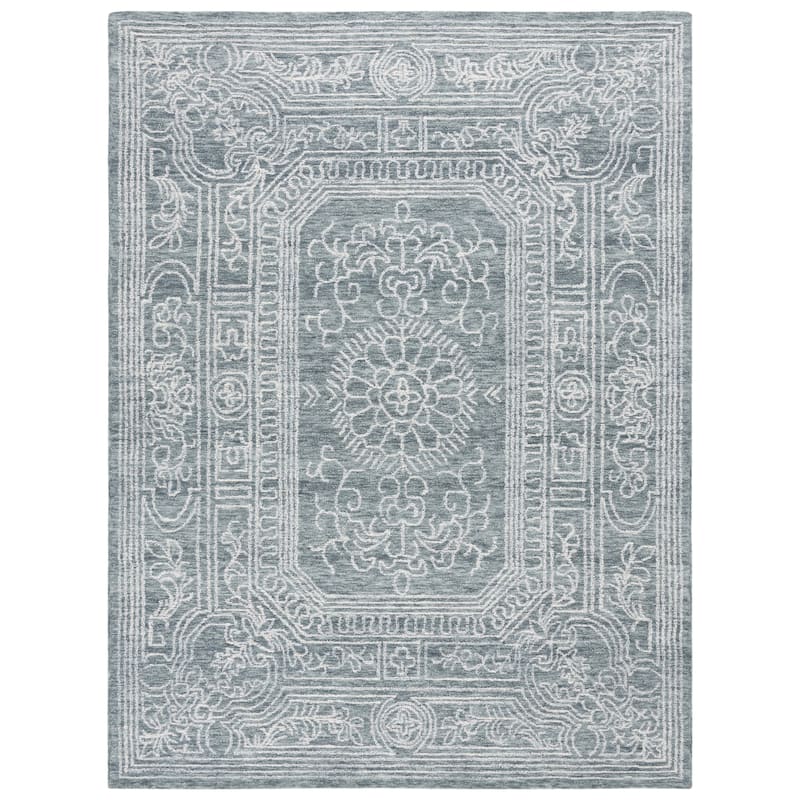 SAFAVIEH Handmade Ebony Tammy Modern Wool Rug - 8' x 10' - Ivory/Dark Grey
