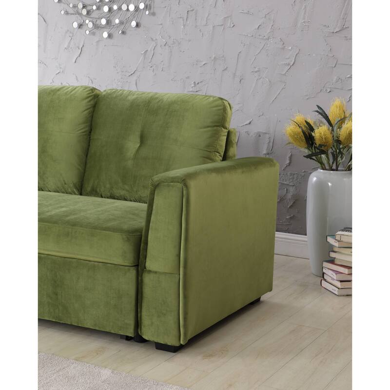 91-in. Velvet Reversible Convertible Storage Sectional/Sofa Sleeper