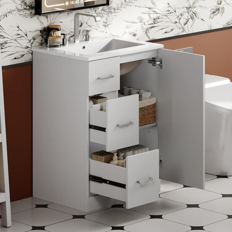 24-In Bathroom Vanity with Sink,2 Drawers and Soft-Closing Door