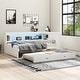 preview thumbnail 18 of 26, Full Size Wood Daybed with Storage Shelves,USB,LED Design,With Twin Size Trundle