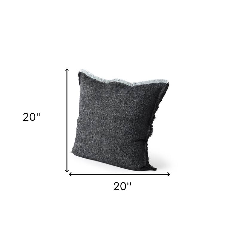 HomeRoots 20" Gray Linen Throw Pillow Cover