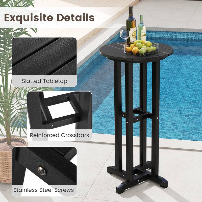 Gymax 3PCS Outdoor HDPE Bar Table & Chair Set for 2 w/ Footrests for