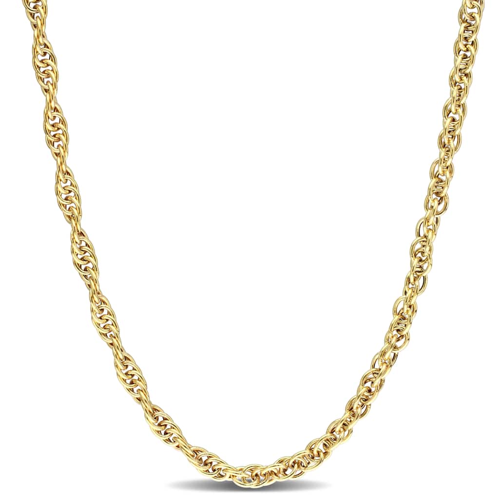 Miadora 18 Inch Singapore Chain Necklace in 18k Yellow Gold Plated Sterling Silver