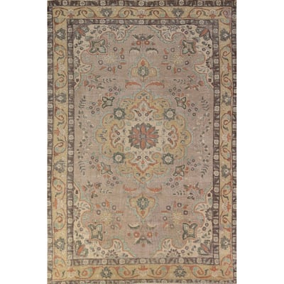 Medallion Tabriz Persian Area Rug Oriental Floral Handmade Wool Carpet - 6'8"x 9'7"