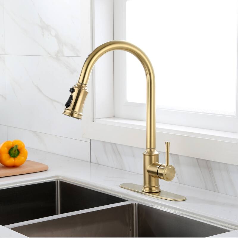 Single Handle Touch Kitchen Faucet with Pull Down Sprayer and Deckplate