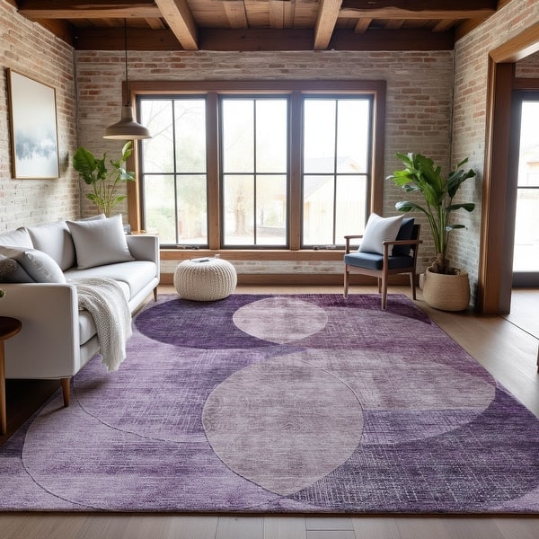 slide 2 of 7, Premium Washable Super Soft Modern Geo Mayfield Rug Purple - 2'6" x 3'10"