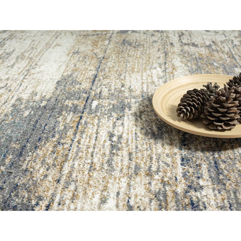 Milan Collection Abstract Blue Area Rug