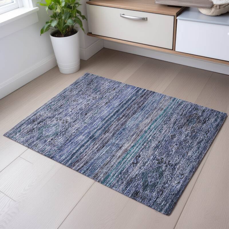 Premium Washable Super Soft Tribal Moroccan Mayfield Rug - Blue - 1'8" x 2'6"