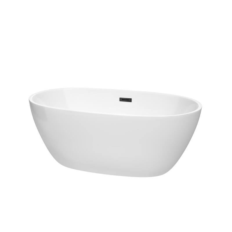 Wyndham Collection Juno 59" Free Standing Acrylic Soaking Tub with - White / Matte Black Trim