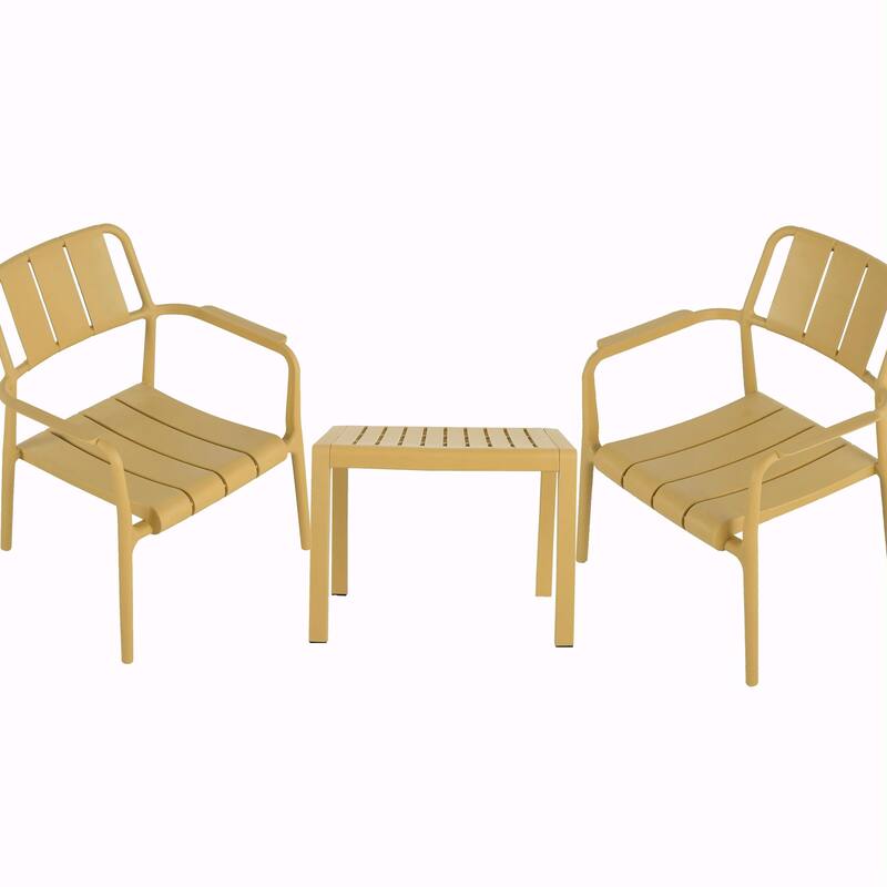 Commercial-Grade PP Chair Set with Coffee Table - No Assembly