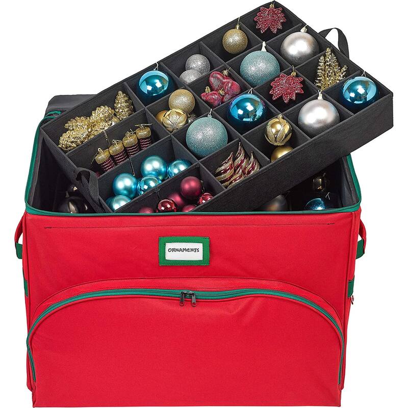 Deluxe Christmas Ornament Storage Box - Holds Up to 72 Ornaments 4” x 4”
