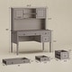 preview thumbnail 91 of 156, Farmhouse Executive L Shaped Desk Home Office Desk with Drawers and Storage Cabinet & Power Outlet