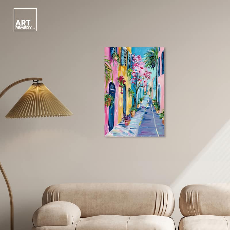 Art Remedy The Colorful Streets Gallery Wrapped Colorful Coastal 1 Piece Canvas Wall Art