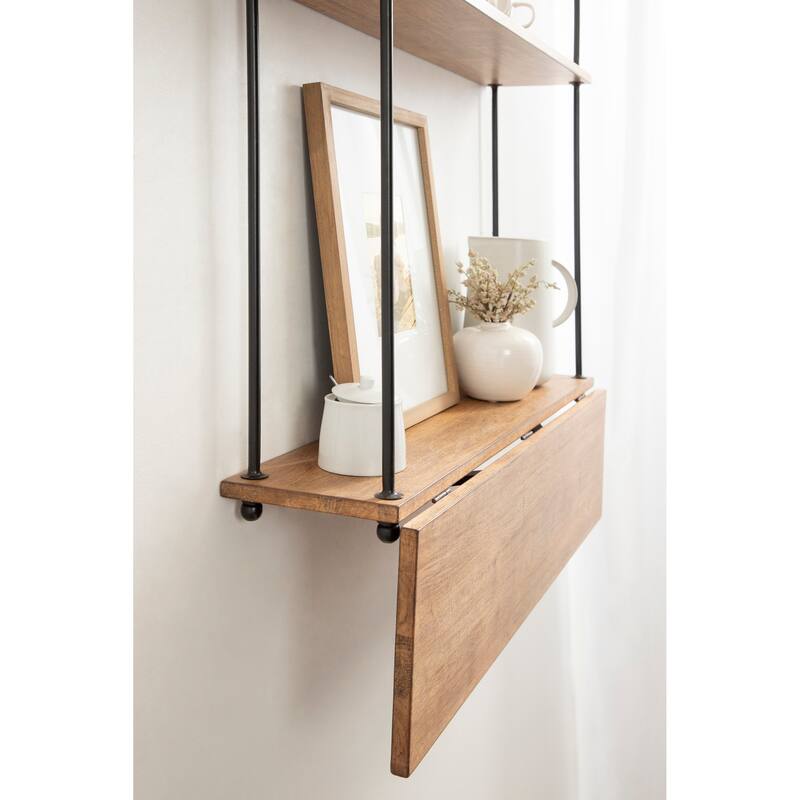 Kate and Laurel Walters Wood and Metal Folding Floating Desk