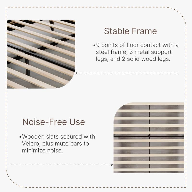 Eleanor Upholstered Platform Bed Frame with Vertical Stripe Headboard