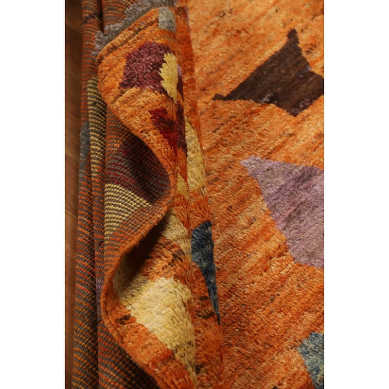 Orange Tribal Moroccan Oriental Rug Handmade Wool Carpet - 5'5" x 6'3"