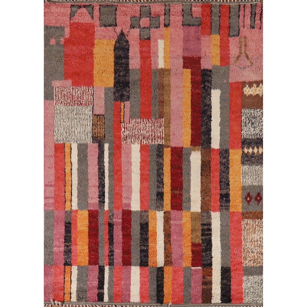 All-Over Plush Moroccan Oriental Area Rug Hand-Knotted Wool Carpet - 8'1" x 10'1"