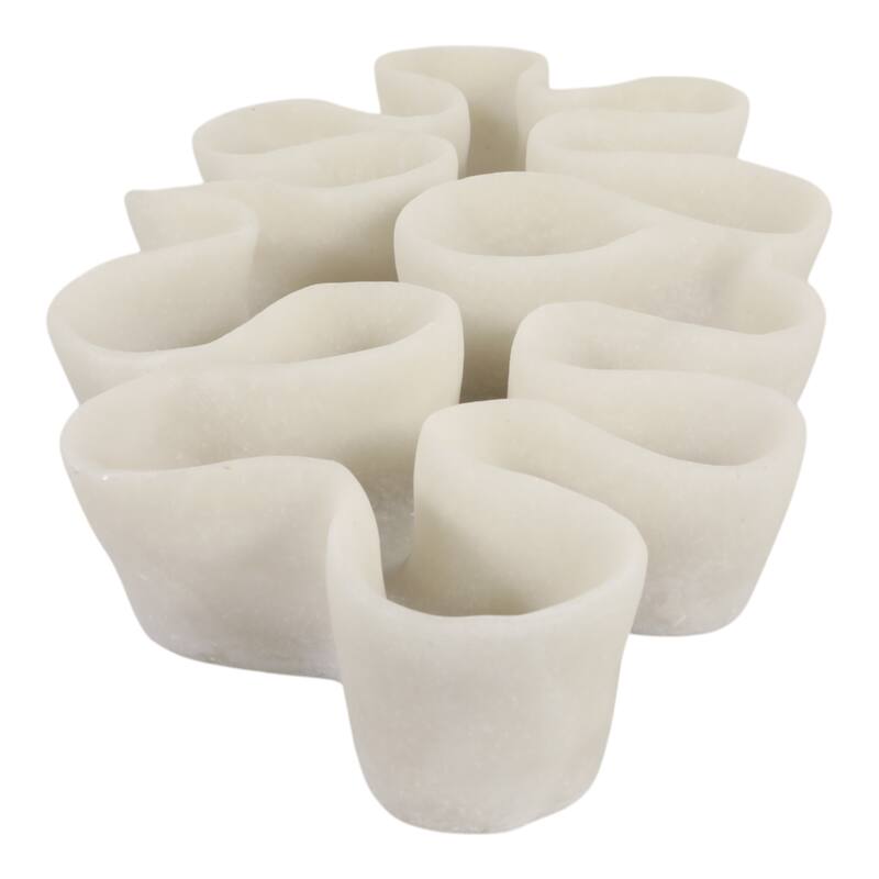 Resin Decorative Bowl Wave-Shaped Modern Sculptural Design - 21" White - 21.25" x 11" x 3.25"