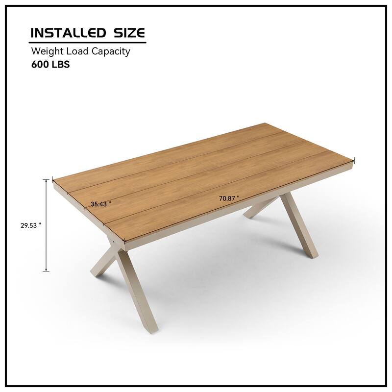 70.81" Rectangular Dining Table With X-Shape Aluminum Base