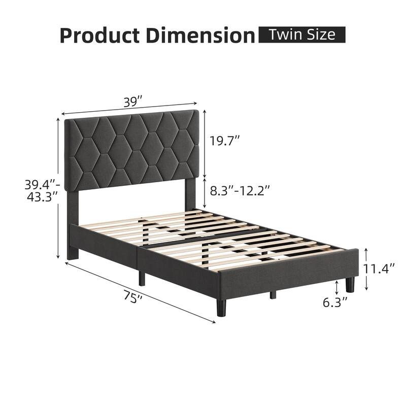 Bed Frame with Sturdy Metal Slats Support