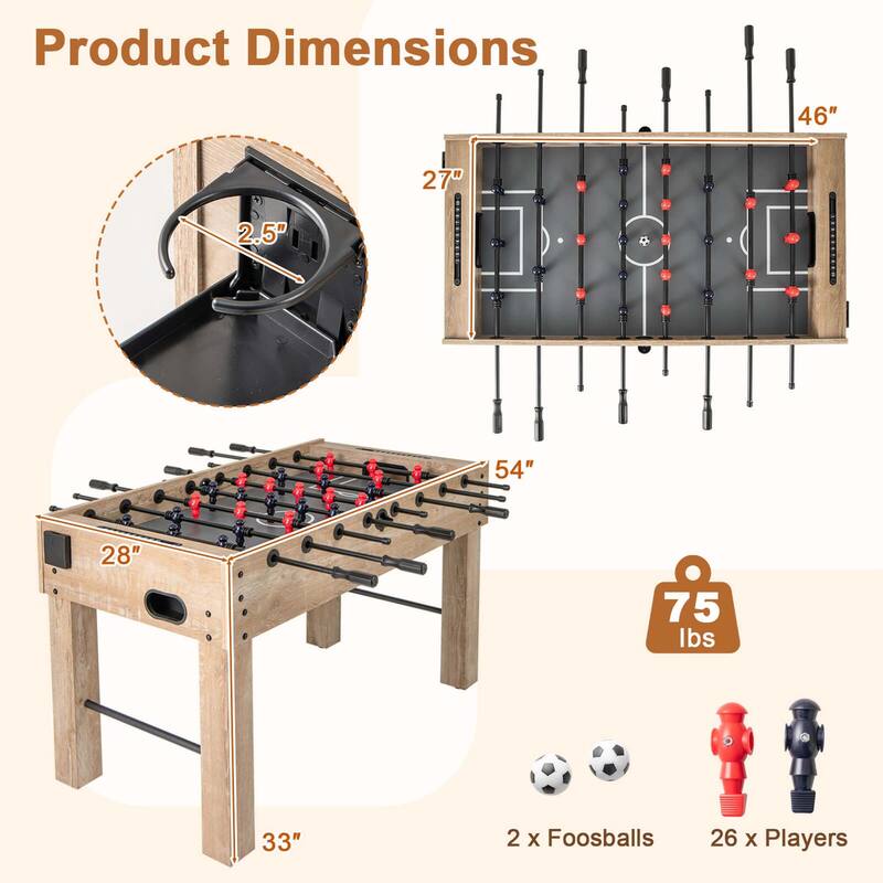 Costway 54 Inches Full Size Foosball Table with Legs 2 Balls & 2 - See Details