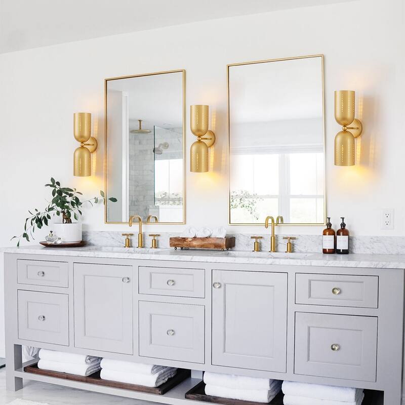 Mid-Century Metal Dual Cone Up and Down Vanity Wall Light