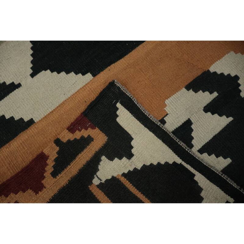 Hand Woven Oriental 100% Wool Carpet Southwestern Tribal Black Kilim Area Rug - 15' 3'' X 10' 0''