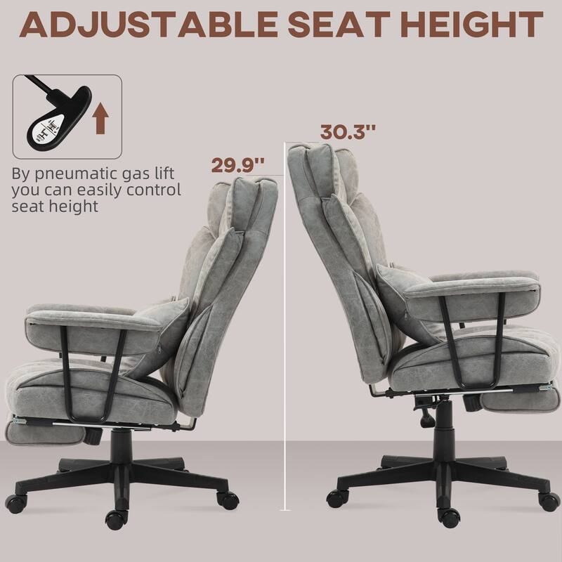 400LBS Heated Big and Tall Office Chair with Foot Rest and Lumbar Support, Executive Office Chair with 6 Vibration Points