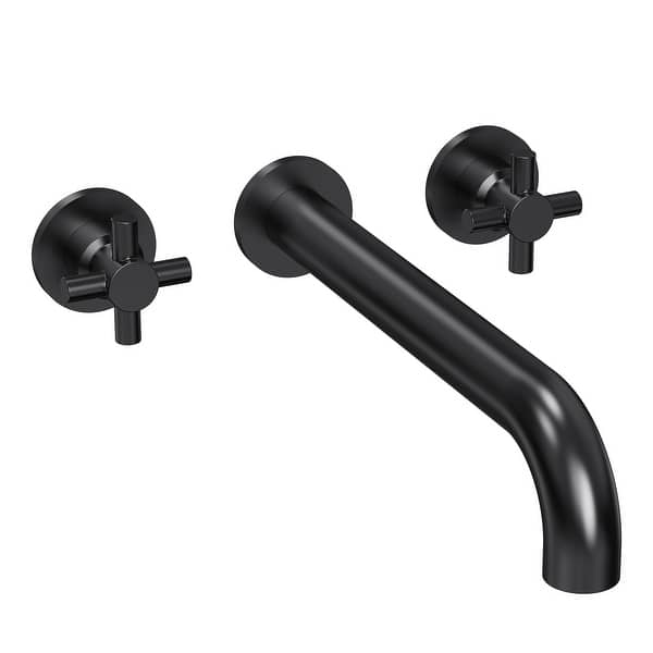 slide 2 of 3, GRANDJOY Wall Mounted Bathtub Faucet High Flow Waterfall Tub Filler with Dual Handles Matte Black