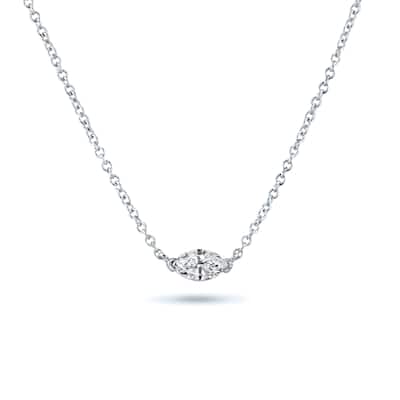 Auriya 1/4cttw East West Marquise Solitaire Diamond Necklace 14k Gold (J-K, I1-I2)