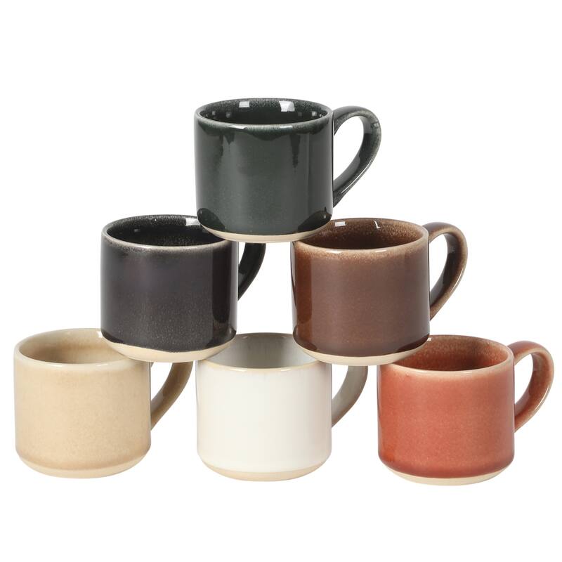Mr. Coffee Espresso Whims 6 Piece 4 OZ Reactive Glaze Espresso Cup Set