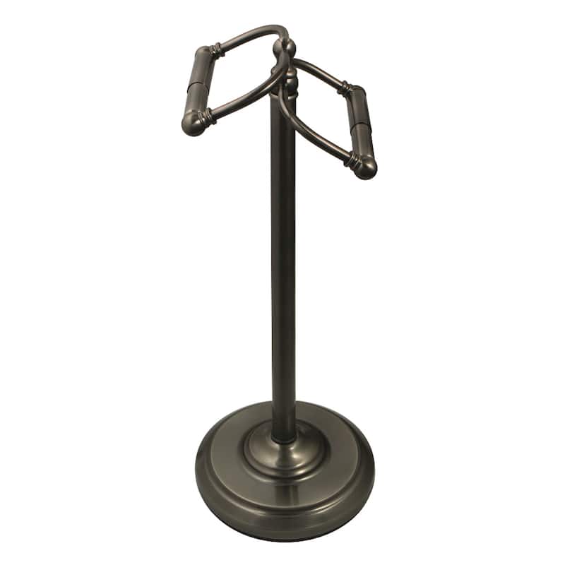 Kingston Brass Vintage Freestanding Double Roll Toilet Paper Holder - Black Stainless
