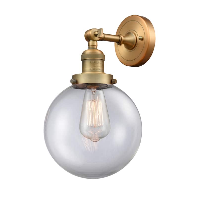 Innovations Lighting Beacon Single Light 14" Tall Bathroom Sconce with - Brushed Brass / Clear