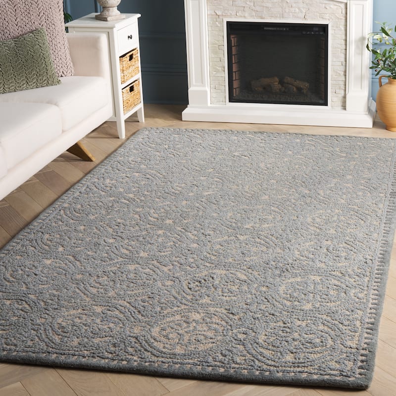 SAFAVIEH Handmade Cambridge Phera Modern Moroccan Wool Rug - 8' x 10' - Dusty Blue/Cement