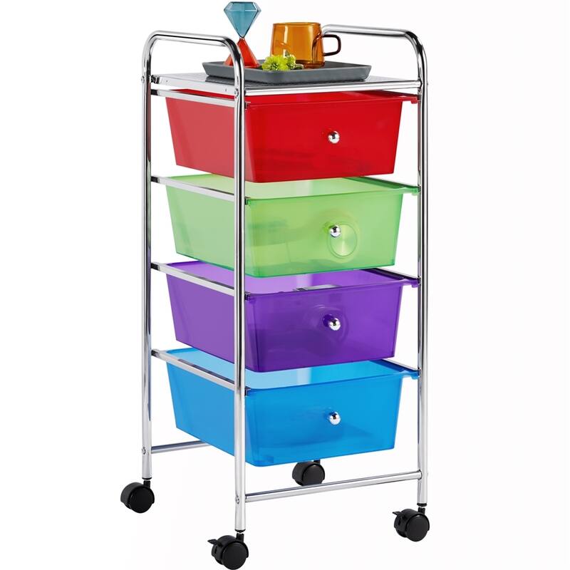 Yaheetech Rolling Storage Trolley with 4 Drawers with Metal Frame