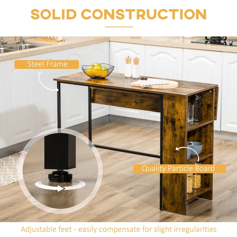 Extendable Bar Table Storage Foldable Counter Height Table