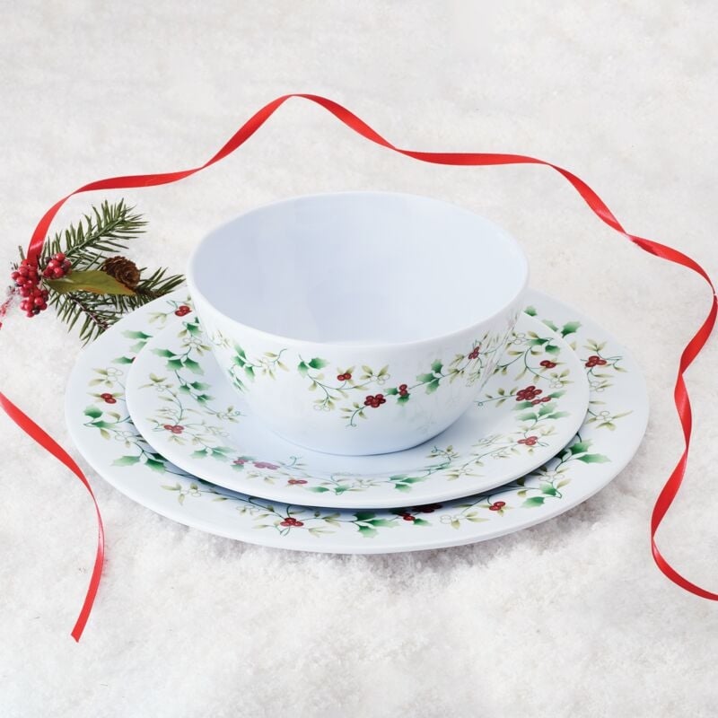 Pfaltzgraff Winterberry Melamine 24-Piece Dinnerware Set, Service
