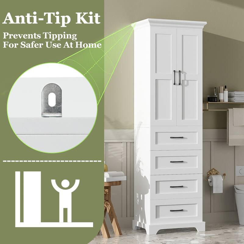 71.6" Bathroom Vanity with 2 Soft-Close Doors & 3 Drawers (1 Deep), Black Iron Handles, Durable