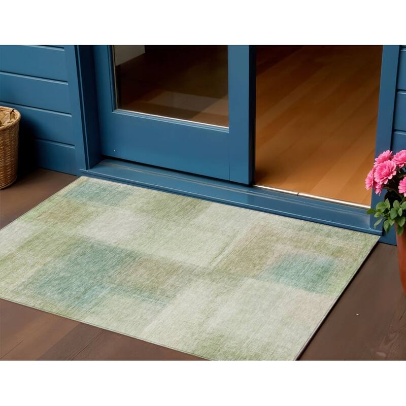 HomeRoots Abstract Transitional Rectangle Outdoor Rug - 3' x 5'