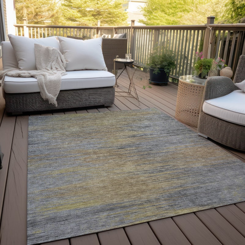 Machine Washable Indoor/ Outdoor Chantille Solid Ombre Rug - 3' x 5' - Brown