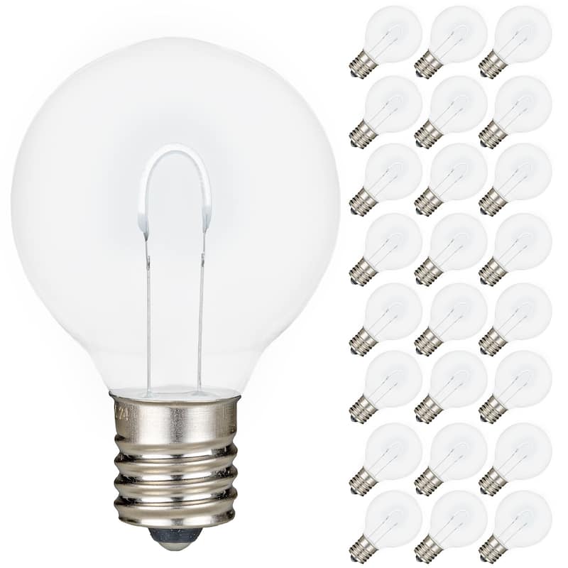 25 Pack LED G40 Plastic Filament Outdoor Globe Replacement Bulbs - Pure White