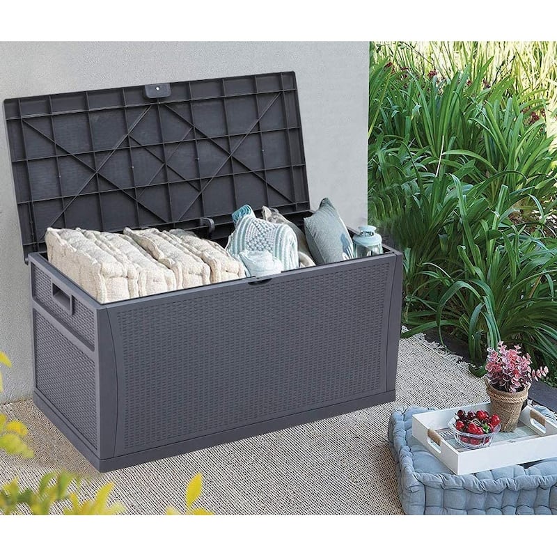 SUNCROWN 75-120 Gallon Weatherproof Resin Outdoor Storage Deck Box for Furniture and Supplies