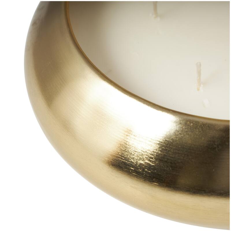 Metal Jasmine Scented Wide Dome 4 or 5 Wick Decorative Candle with White Wax - Gold - Roche River Decor