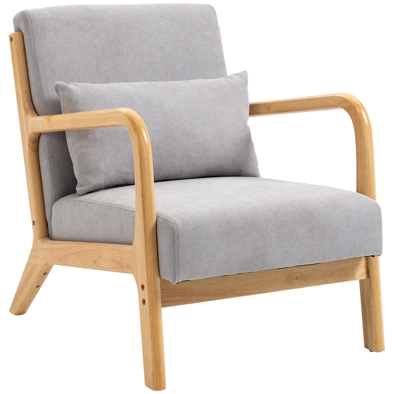 Fabric Accent Chair Armchair with Wood Legs for Bedroom