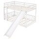preview thumbnail 7 of 47, Elegant Twin Over Twin Bunk Bed with Low Slide, Built-in Ladder and Guardrails, Maximized Space, Solid Construction, White